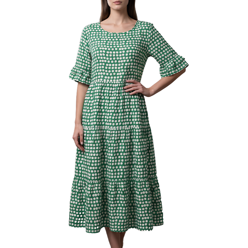 Women's Casual Crew Neck Midi Dress