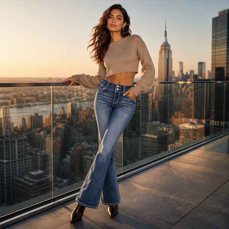 Women's Mid-Rise Stretch Bootcut Jeans