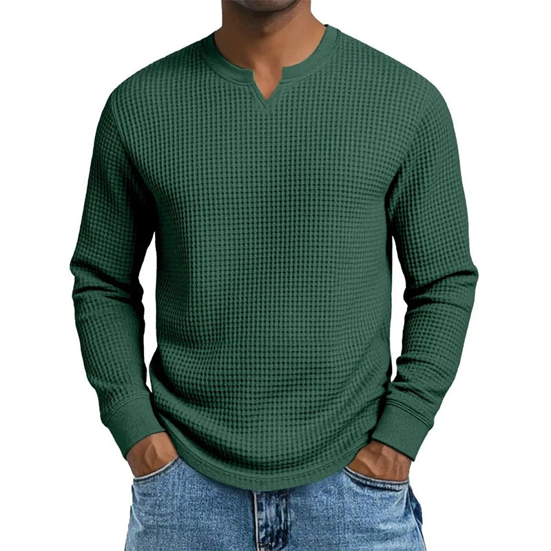 Men's Slim Fit Waffle Knit V-Neck Shirt