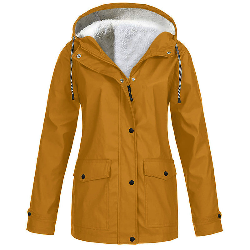 Women's Plush-Lined Windproof Hooded Jacket