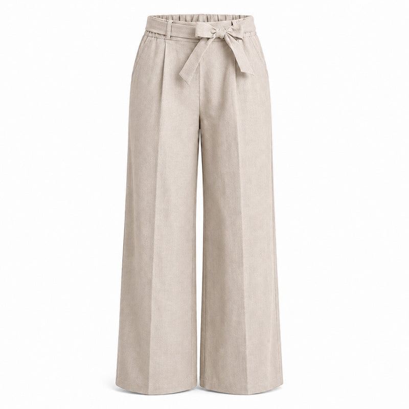 Women's Wide-Leg Pants with Tie Waist