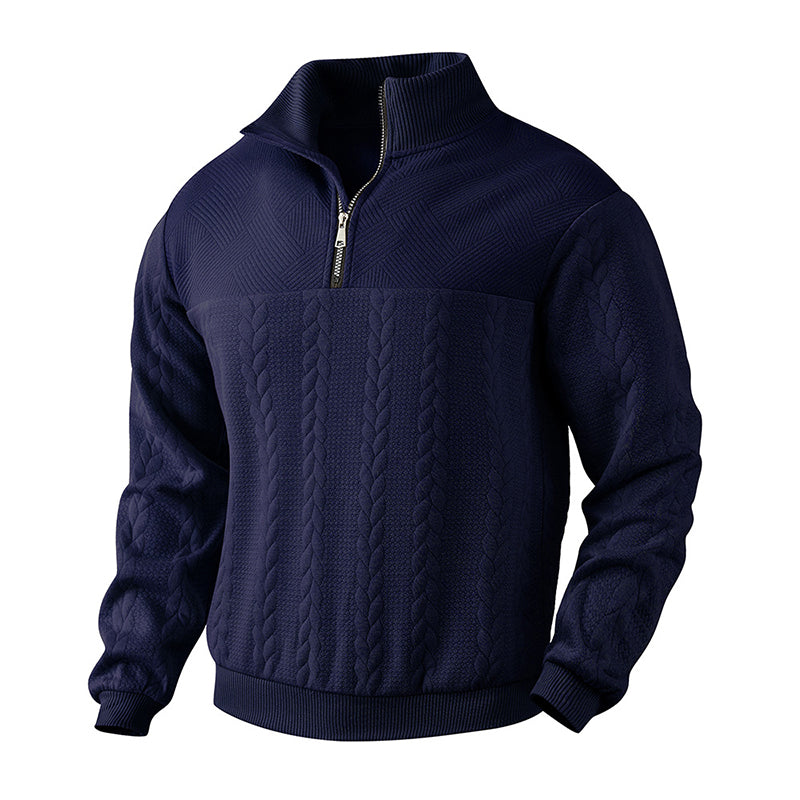 Men's Casual Jacquard Half-Zip Sweatshirt