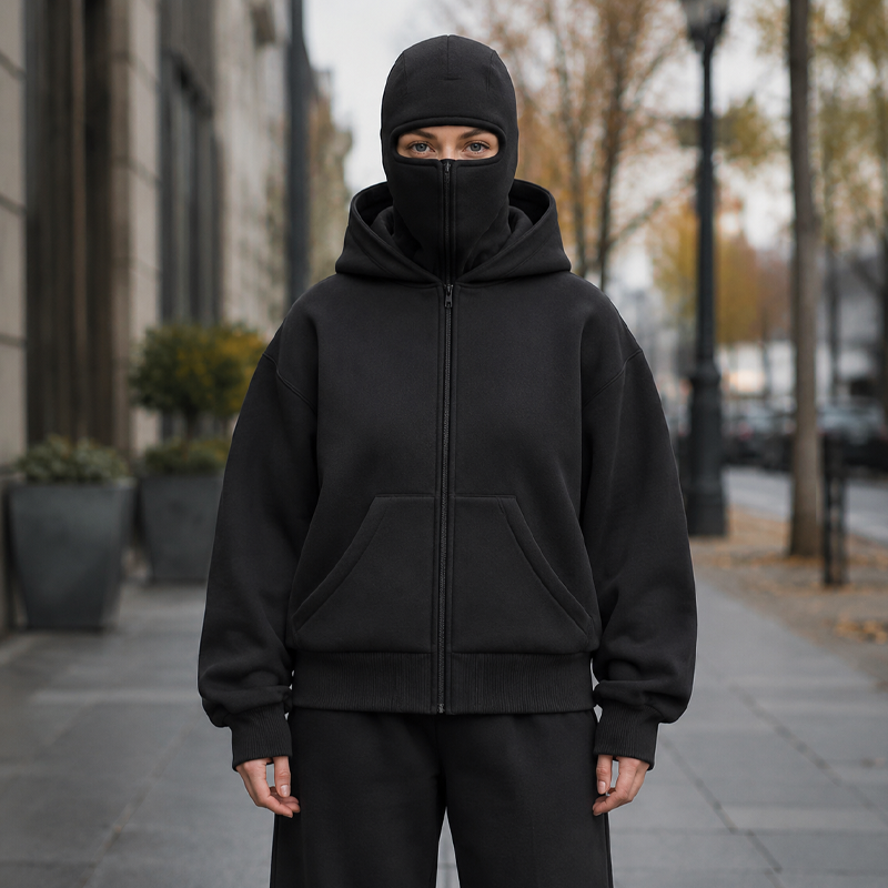 Unisex Balaclava Zip-Up Hooded Jacket