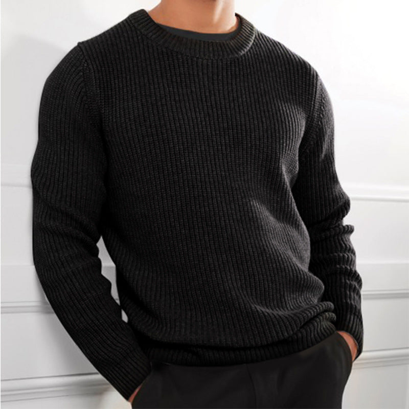 Men's Solid Color Crew Neck Knit Sweater