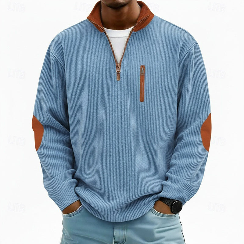 Men's Color-Block Corduroy Half-Zip Sweatshirt