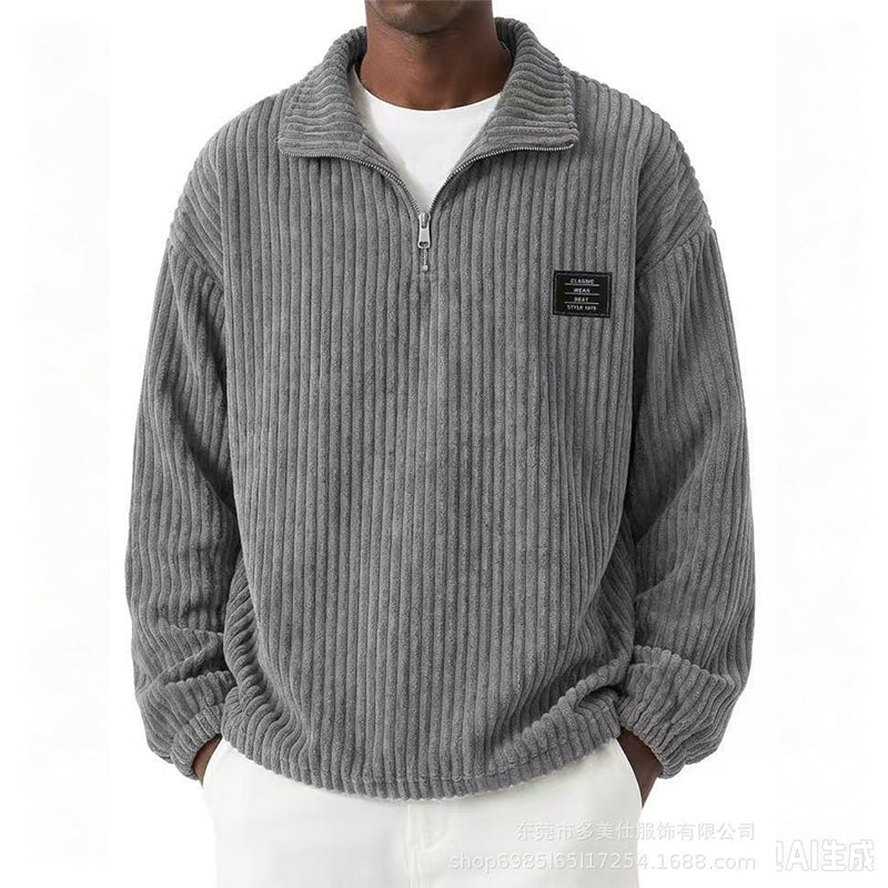 Men's Casual Corduroy Half-Zip Sweatshirt