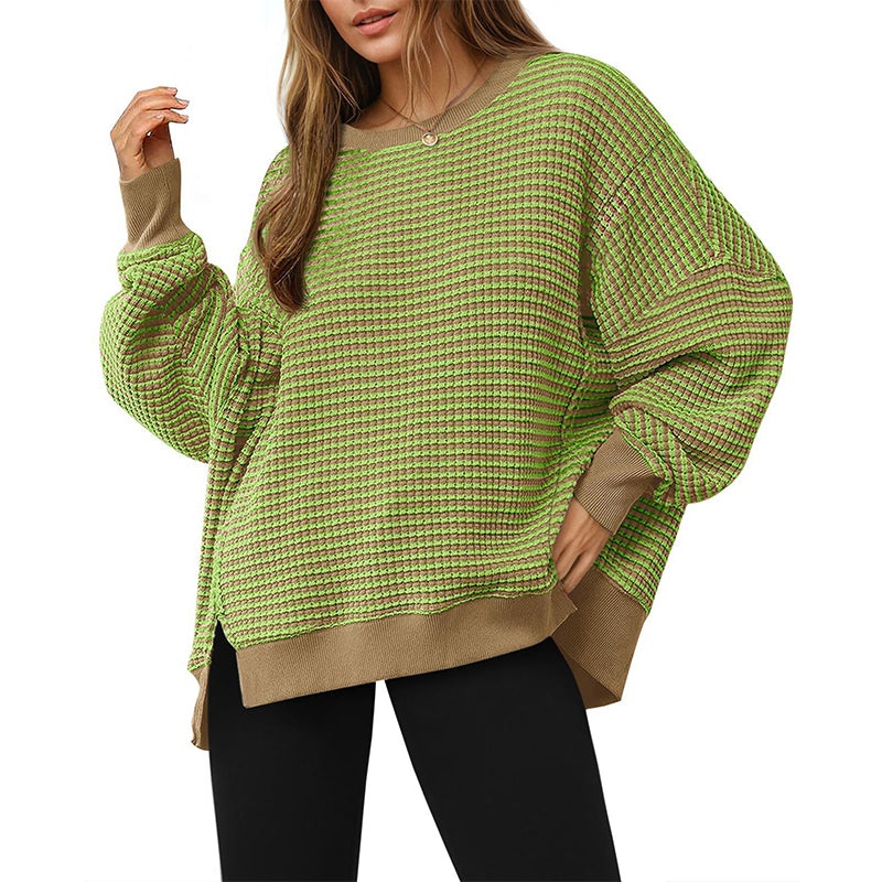 Women's Casual Loose Striped Sweatshirt