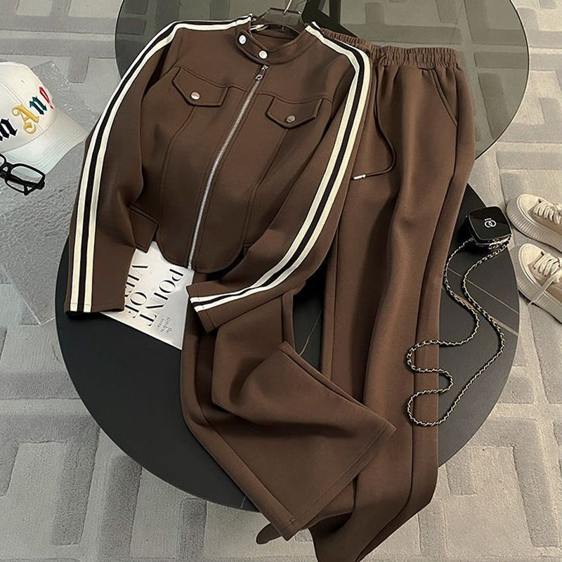 Women's Casual Sporty Contrast Stripe Set