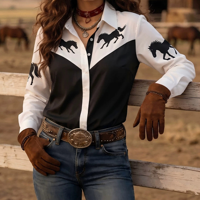Women's Vintage Geometric Print Shirt