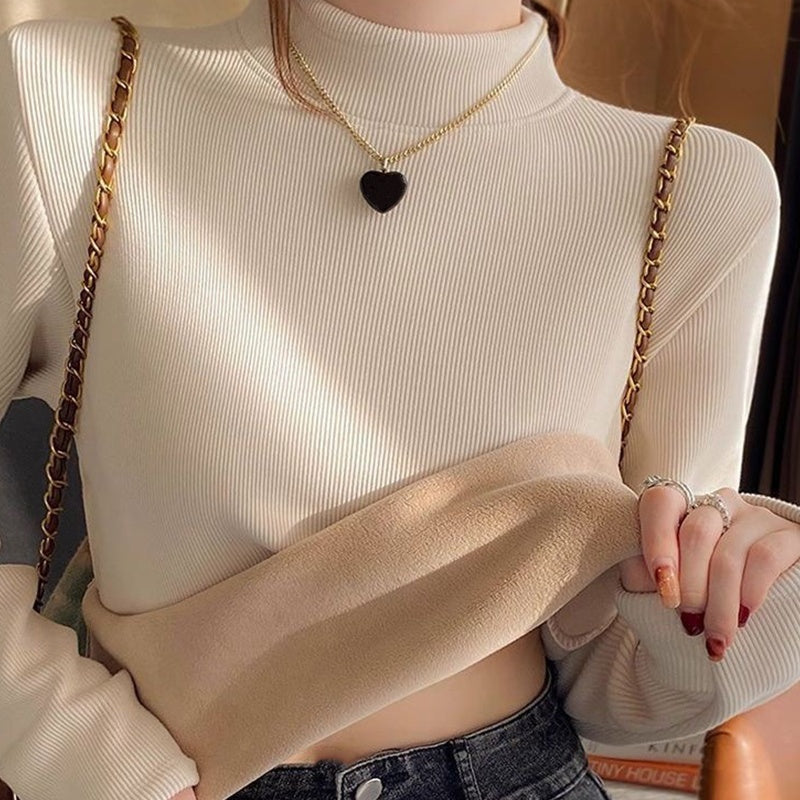 Women's Warm-Lined Mock Neck Fitted Top