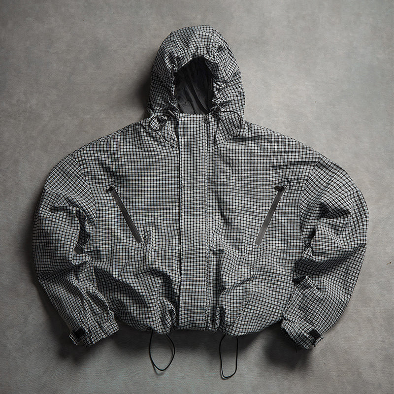 Men's Plaid Zip-Up Hooded Jacket