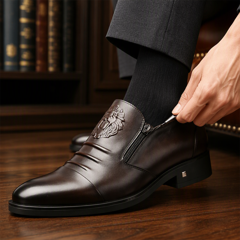 Men's Pointed Toe Slip-on Zipper Shoes
