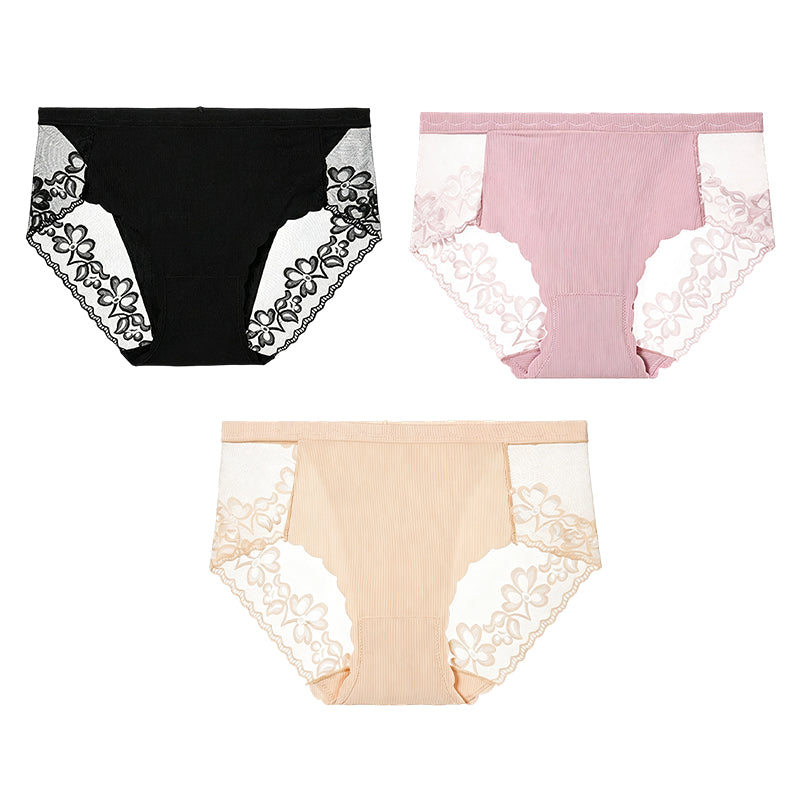 Women's High-Waist Sexy Lace Mesh Briefs