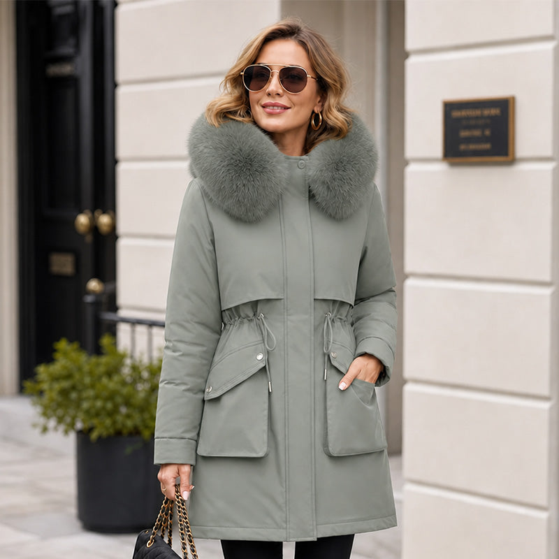 Women's Thickened Plush-Lined Parka Jacket