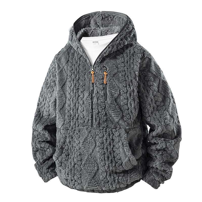 Men's Textured Sherpa Half-Zip Hooded Jacket