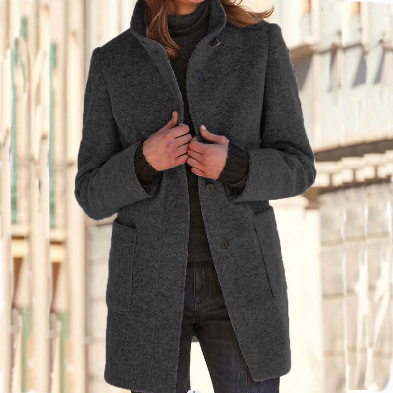 Women's Vintage Stand Collar Woolen Coat