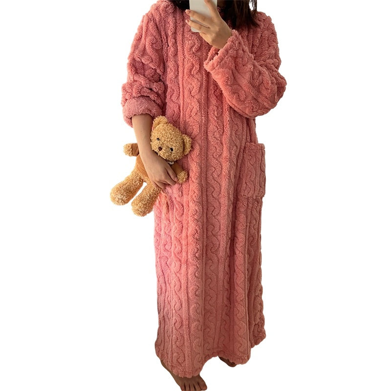 Women's Warm Plush Long Nightgown