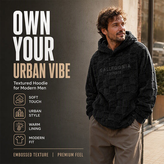 Men's Plush Checkerboard Hooded Sweatshirt