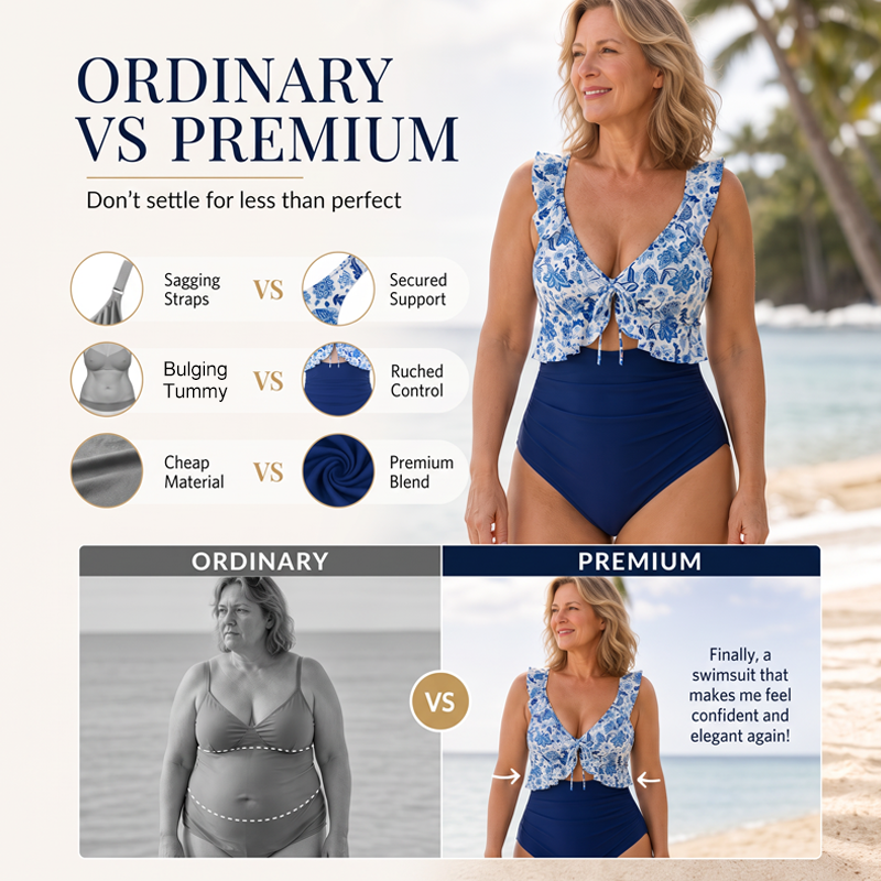Women's Ruffle V-Neck One-Piece Swimsuit