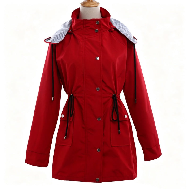 Women's Waterproof Hooded Mid-Length Jacket