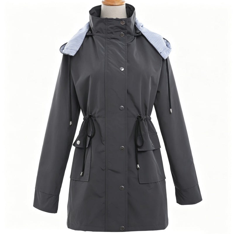 Women's Waterproof Hooded Mid-Length Jacket