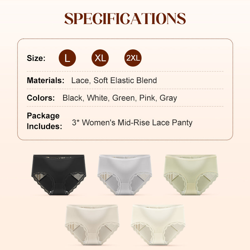 Women's Soft Lace Mid-Rise Panty