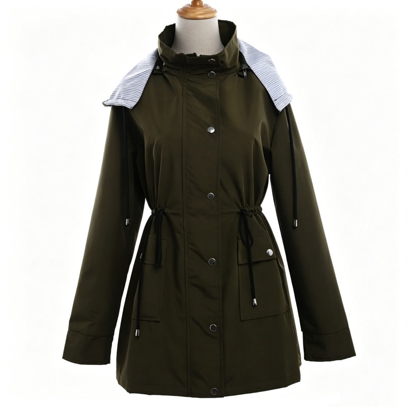 Women's Waterproof Hooded Mid-Length Jacket