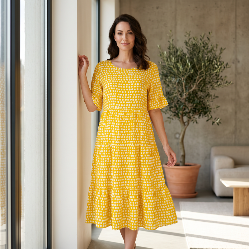 Women's Casual Crew Neck Midi Dress