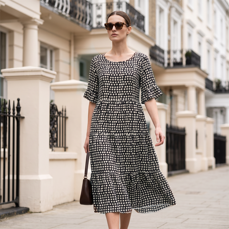 Women's Casual Crew Neck Midi Dress