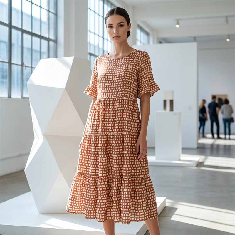 Women's Casual Crew Neck Midi Dress