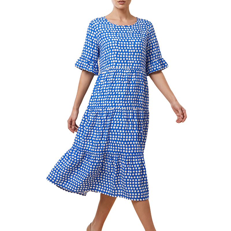 Women's Casual Crew Neck Midi Dress