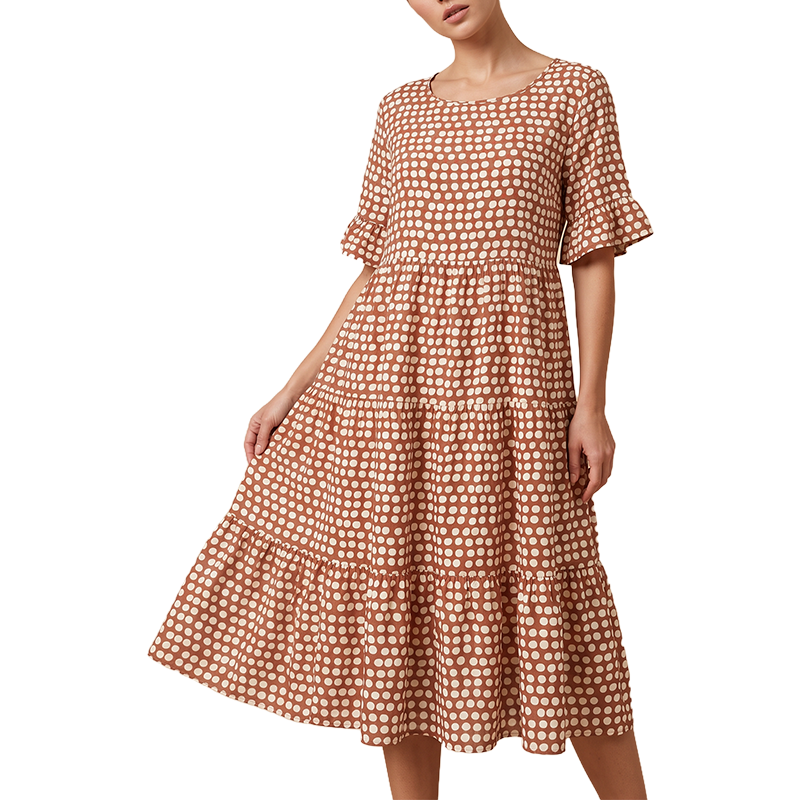 Women's Casual Crew Neck Midi Dress