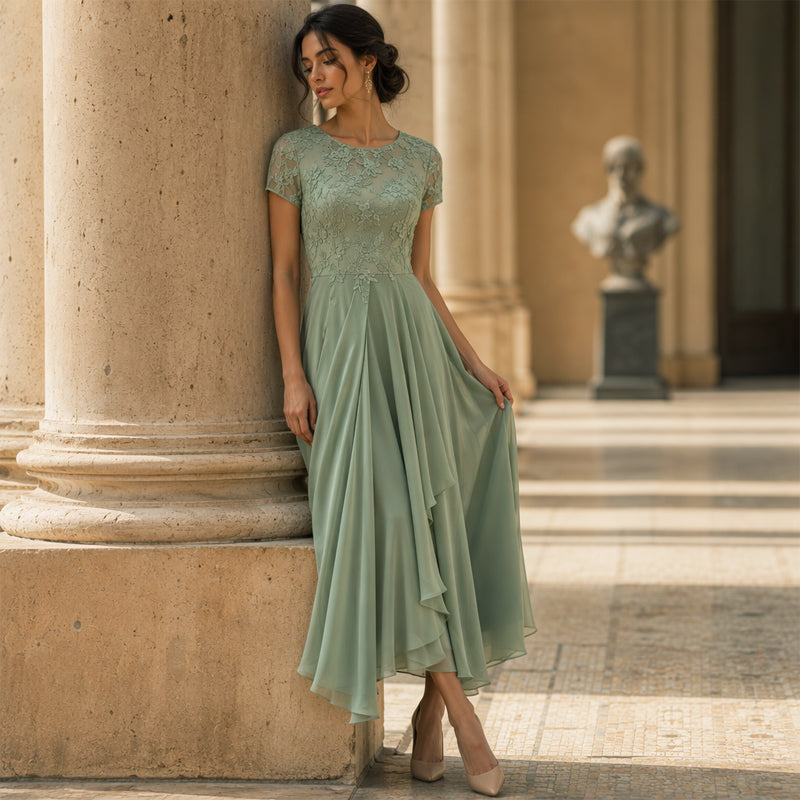 Women's Elegant Sequin Floral Print Chiffon Dress