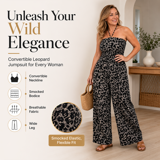 Women's Convertible Leopard Print Jumpsuit