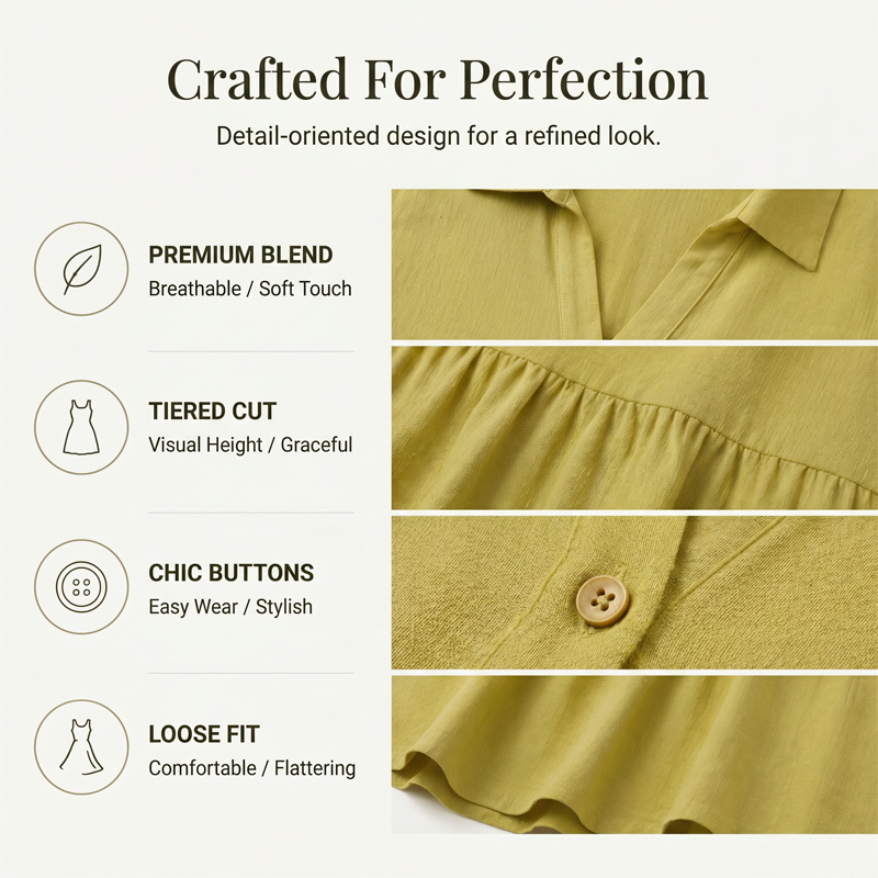 Women's Casual Comfort Lapel Button Dress