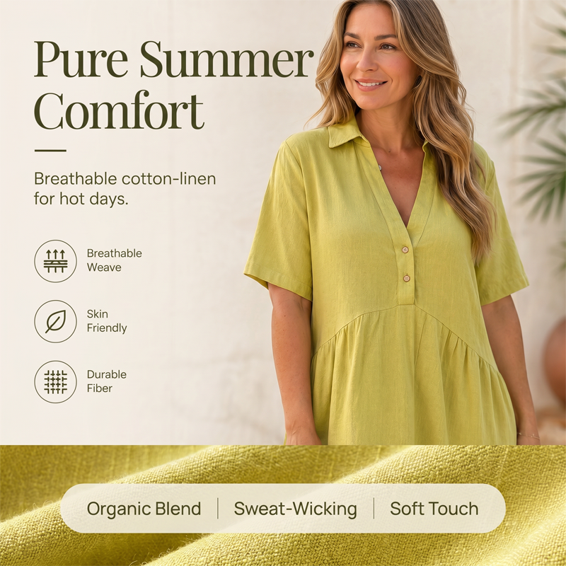 Women's Casual Comfort Lapel Button Dress