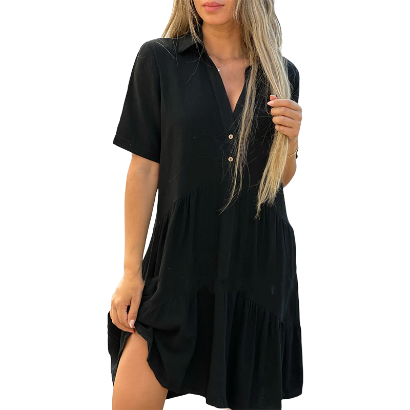 Women's Casual Comfort Lapel Button Dress