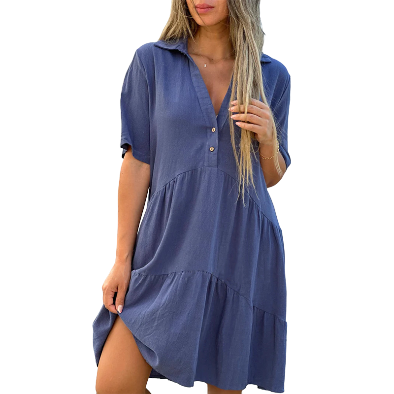 Women's Casual Comfort Lapel Button Dress