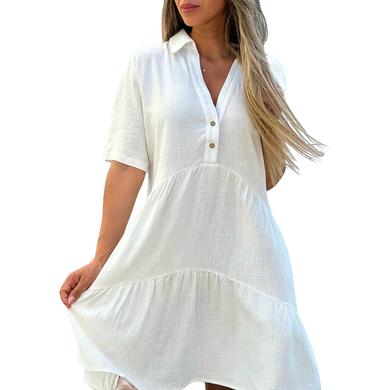 Women's Casual Comfort Lapel Button Dress