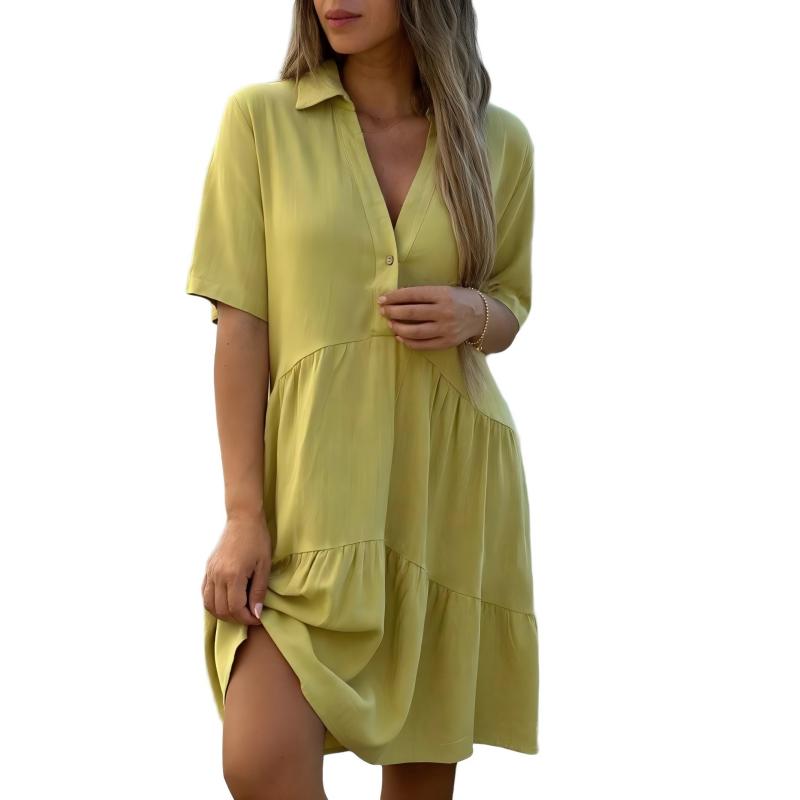 Women's Casual Comfort Lapel Button Dress