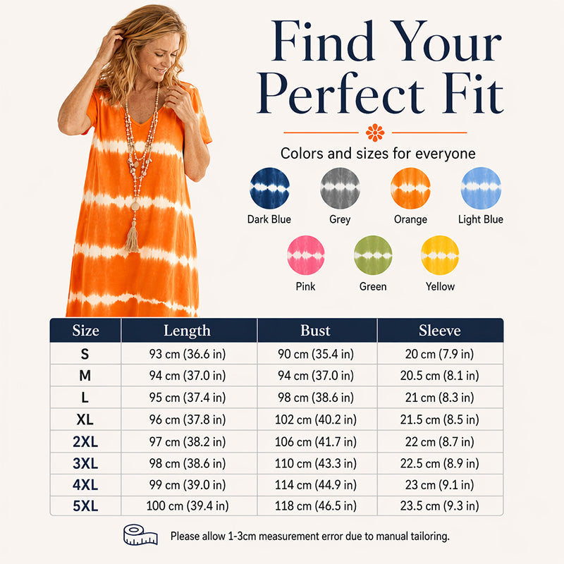 Tie-Dye Striped Short Sleeve Loose Dress
