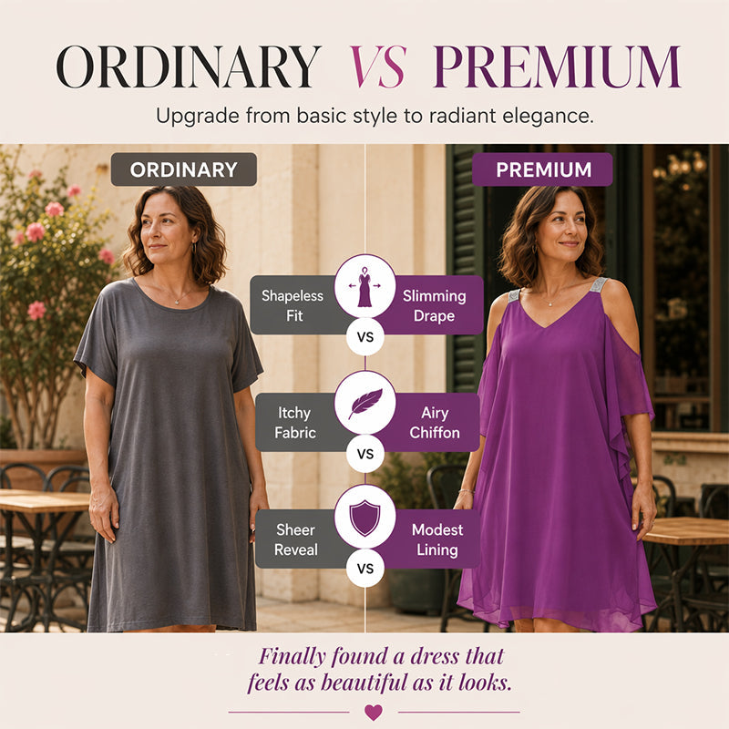 Women's Summer Cold Shoulder Chiffon Dress