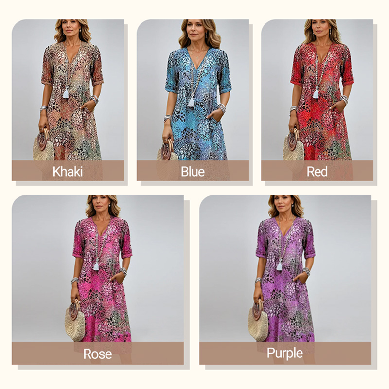 Women's V Neck Casual Holiday Pocket Dress