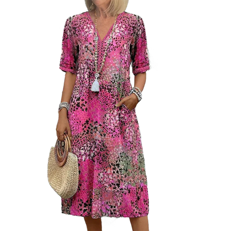 Women's V Neck Casual Holiday Pocket Dress