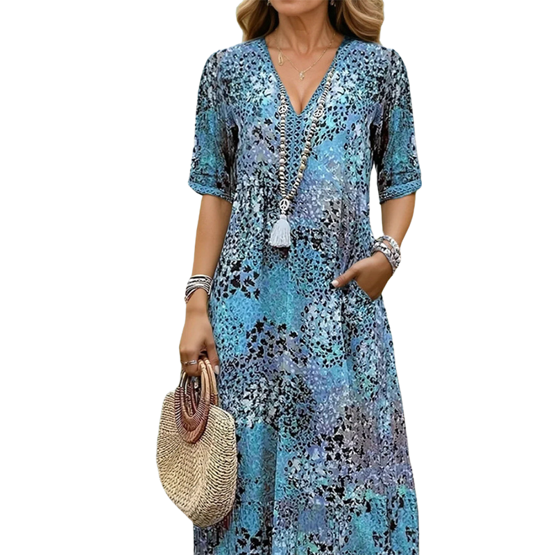 Women's V Neck Casual Holiday Pocket Dress