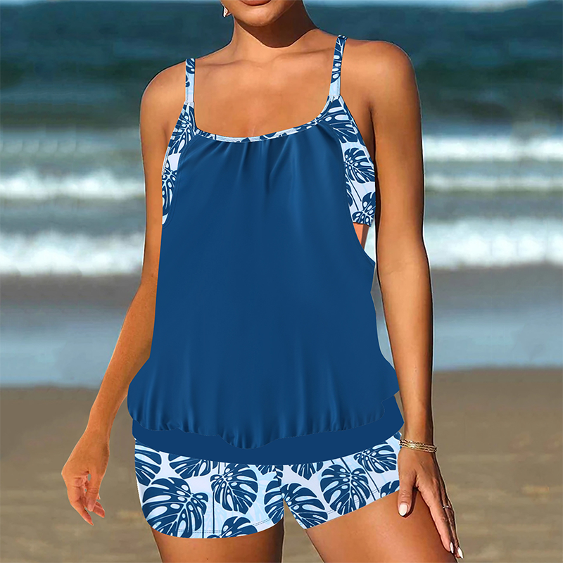 Women's Printed Tankini Top & Shorts Swimsuit