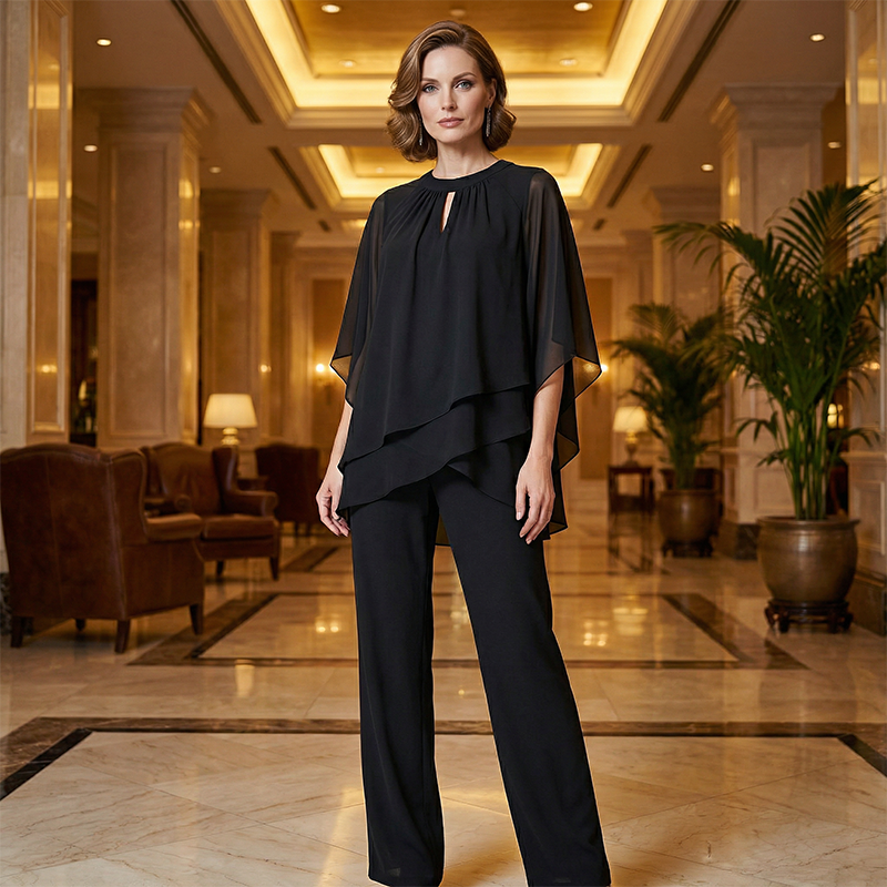 Women's Elegant Asymmetrical Two-Piece Pant Set