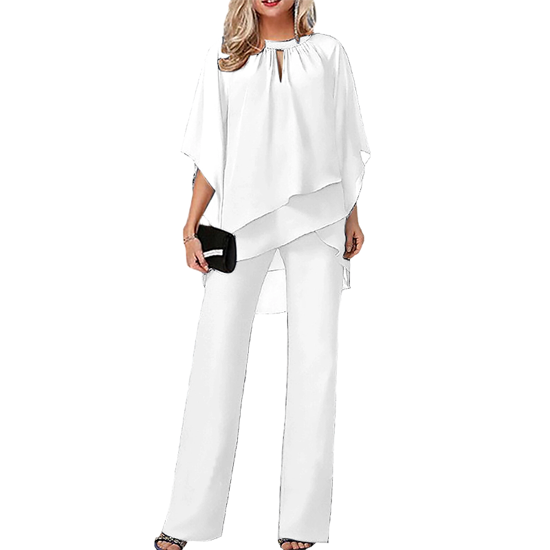 Women's Elegant Asymmetrical Two-Piece Pant Set