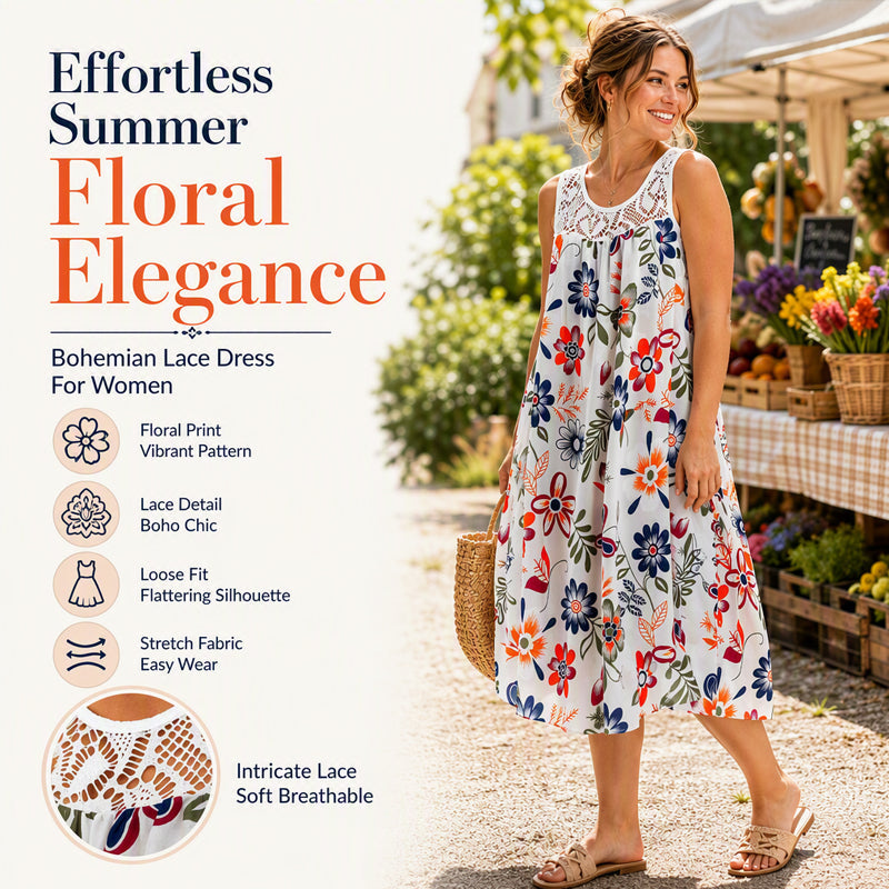 Women's Summer Sleeveless Floral Print Dress