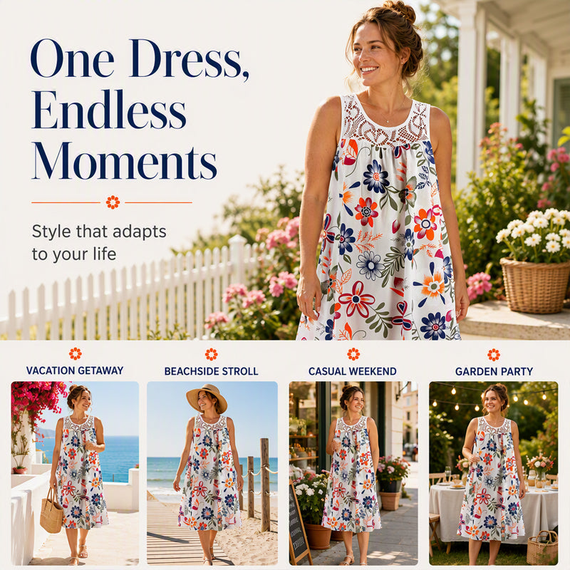 Women's Summer Sleeveless Floral Print Dress
